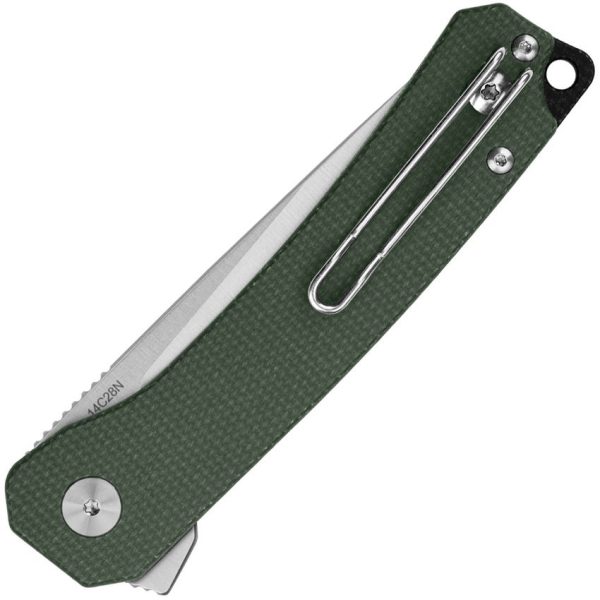 QSP Osprey Linerlock Folding Knife 14C28N Green Micarta