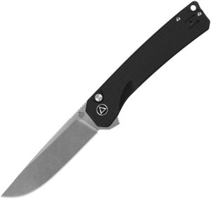 QSP Knife Osprey XL Button Lock - Black Micarta D2