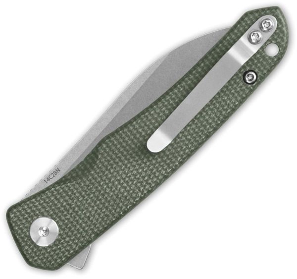 QSP Knife Otter Linerlock - Green Micarta 14C28N