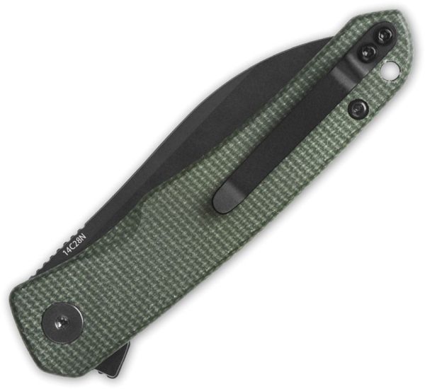QSP Knife Otter Linerlock - Green Micarta 14C28N Blackout