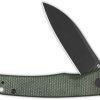 QSP Knife Otter Linerlock - Green Micarta 14C28N Blackout