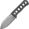 QSP Canary Damascus Neck Knife Aluminum Fixed Blade