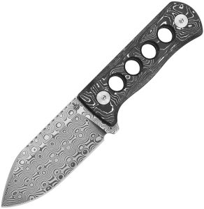 QSP Canary Damascus Neck Knife Aluminum Fixed Blade