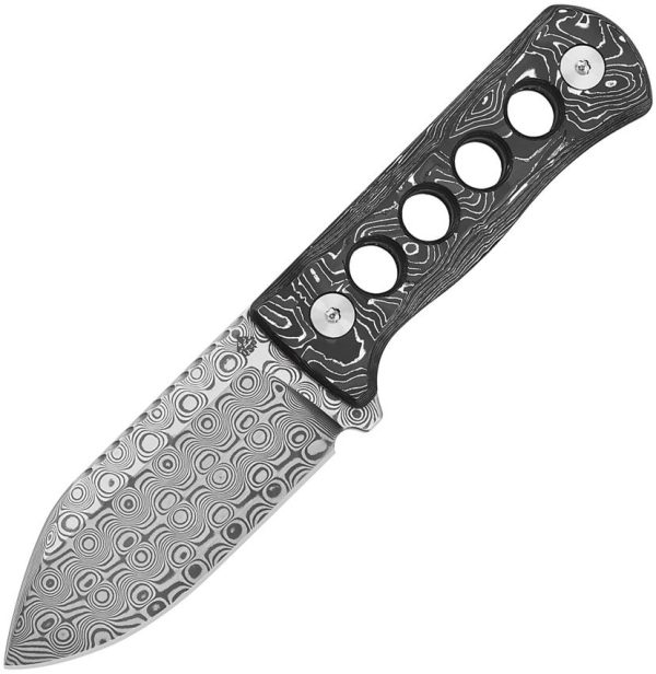 QSP Canary Damascus Neck Knife Aluminum Fixed Blade