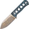 QSP Canary Neck Knife Damascus Copper Carbon Fiber Fixed Blade