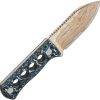 QSP Canary Neck Knife Damascus Copper Carbon Fiber Fixed Blade