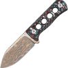 QSP Canary Neck Knife Damascus Copper Carbon Fiber Fixed Blade