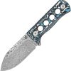 QSP Canary Neck Knife Damascus Steel Carbon Fiber Fixed Blade