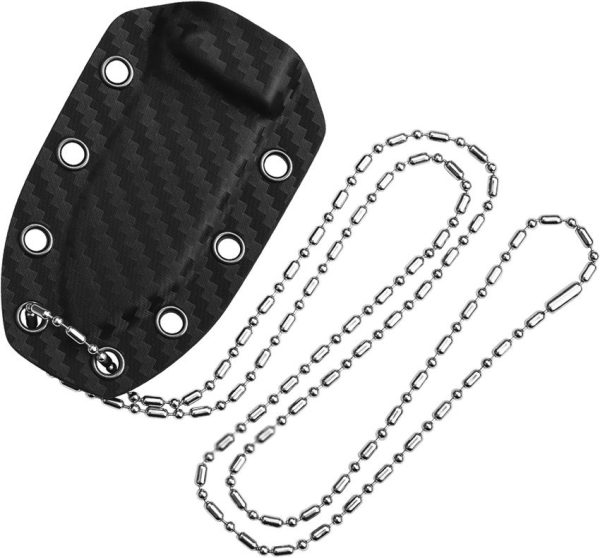 QSP Canary Neck Knife Damascus Steel Carbon Fiber Fixed Blade