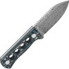 QSP Canary Neck Knife Damascus Steel Carbon Fiber Fixed Blade
