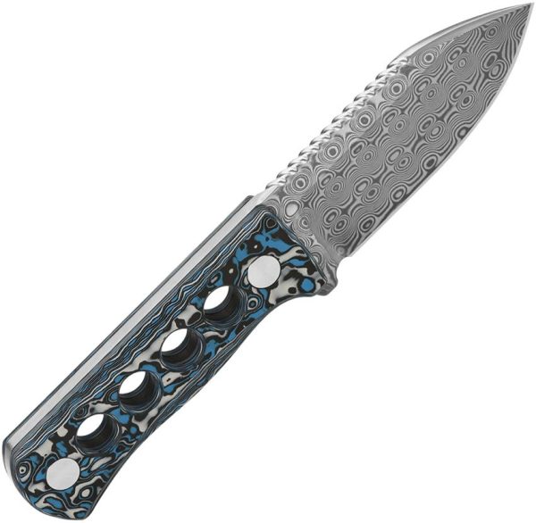 QSP Canary Neck Knife Damascus Steel Carbon Fiber Fixed Blade