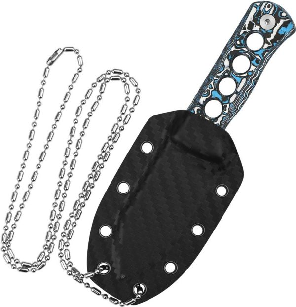 QSP Canary Neck Knife Damascus Steel Carbon Fiber Fixed Blade