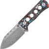 QS141J.jpg QSP Canary Neck Knife Damascus Steel Fixed Blade Red CF