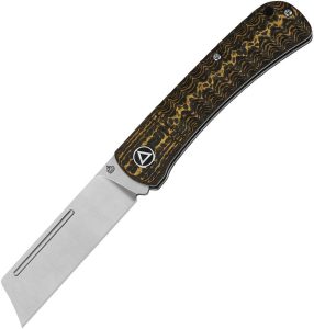 QS142C.jpg QSP Hedgehog Slip Joint Folding Knife 14C28N Gold Carbon Fiber