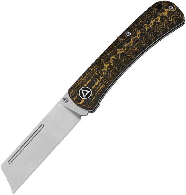 QS142C.jpg QSP Hedgehog Slip Joint Folding Knife 14C28N Gold Carbon Fiber