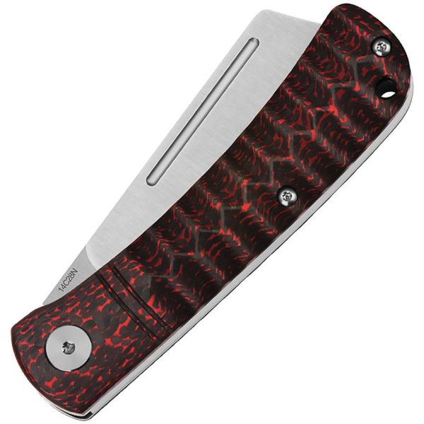 QSP Hedgehog Slip Joint Red Carbon Fiber Folding Knife 14C28N