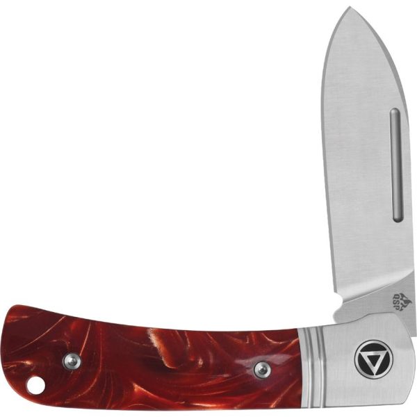 QSP Hedgehog Slip Joint Folding Knife Red Resin 14C28N