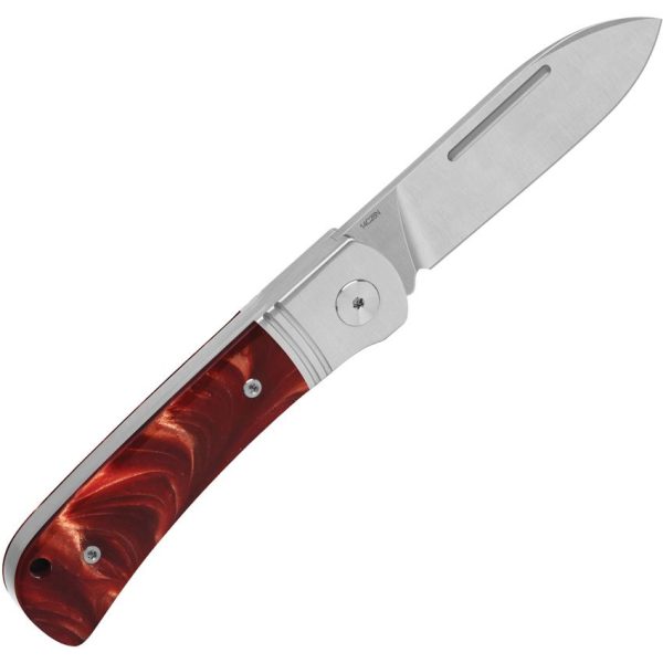 QSP Hedgehog Slip Joint Folding Knife Red Resin 14C28N