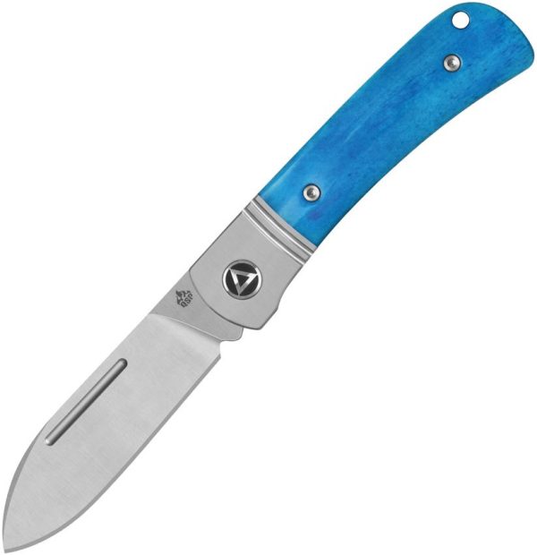 QS142SPD.jpg QSP Hedgehog Slip Joint Folding Knife Blue Bone 14C28N