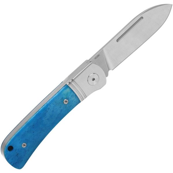 QS142SPD_add_03.jpg QSP Hedgehog Slip Joint Folding Knife Blue Bone 14C28N