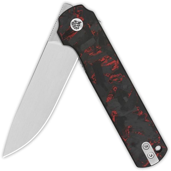 QSP Lark Linerlock Folding Knife 14C28N Stainless Red Carbon Fiber