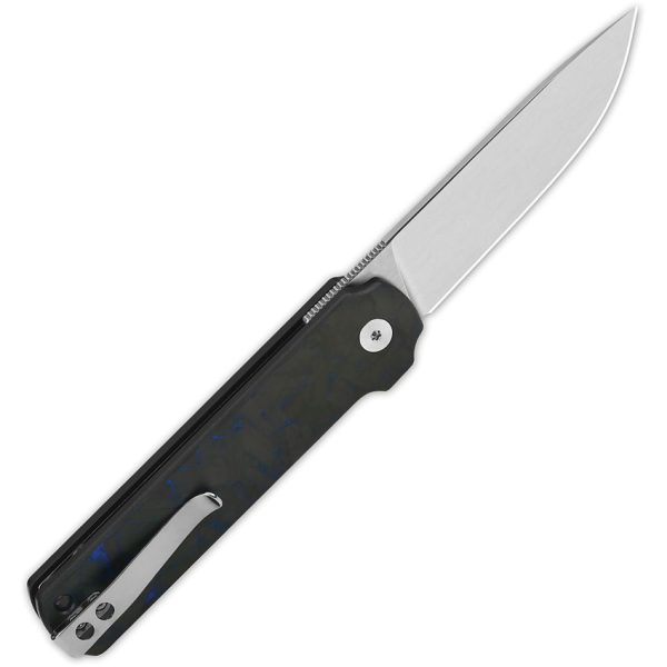 QSP Lark Linerlock Folding Knife 14C28N Blade Blue Carbon Fiber