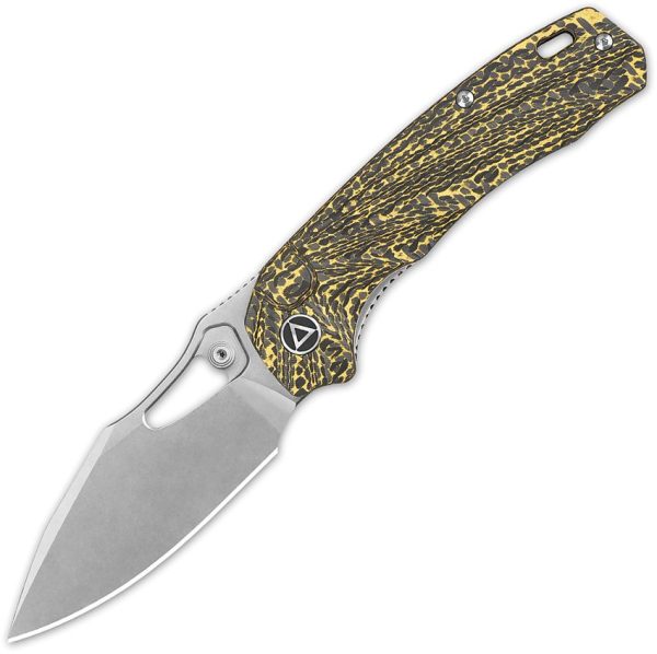 QS146A1.jpg QSP Hornbill Linerlock Golden Carbon Fiber Folding Knife S35VN