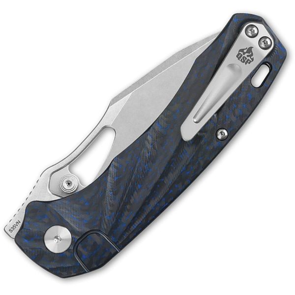 QSP Hornbill Linerlock Blue Carbon Fiber S35VN Folding Knife