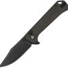 QS147A2.jpg QSP Grebe Button Lock Brown Micarta Folding Knife 14C28N