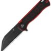 QSP Swordfish Button Lock Folding Knife 14C28N Black Red G10
