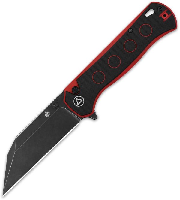 QSP Swordfish Button Lock Folding Knife 14C28N Black Red G10