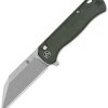 QSP Swordfish Button Lock Green Folding Knife 14C28N Stainless