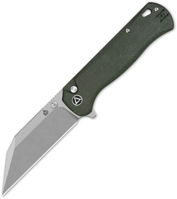 QSP Swordfish Button Lock Green Folding Knife 14C28N Stainless