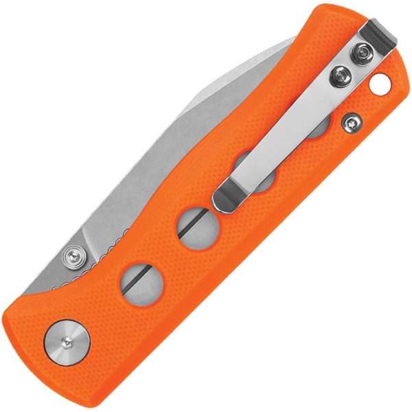 QSP Knife Canary Linerlock Drop Point Stonewash Orange G10