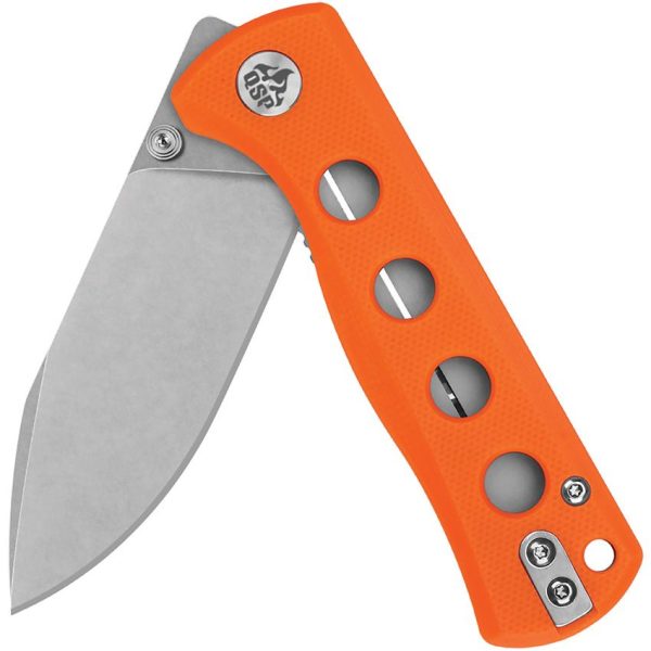 QSP Knife Canary Linerlock Drop Point Stonewash Orange G10