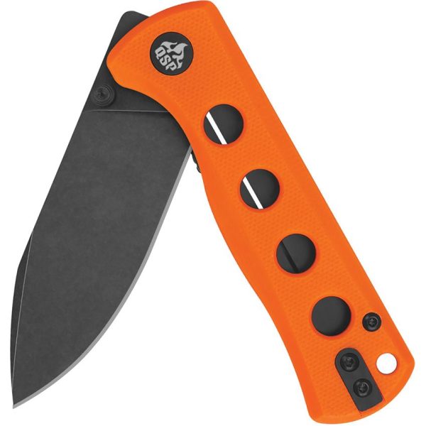 QSP Knife Canary Linerlock Drop Point Black Orange G10