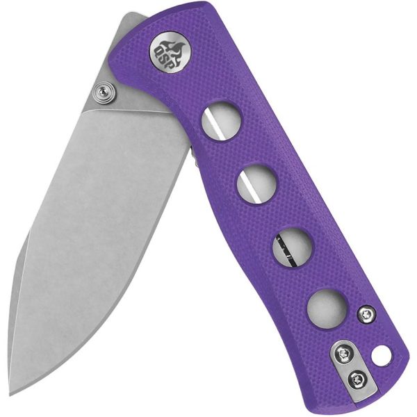 QSP Knife Canary Linerlock Drop Point Stonewash Purple G10