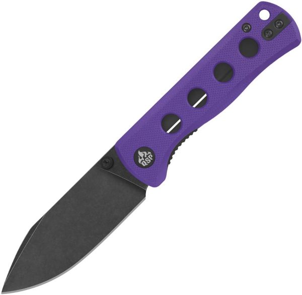 QSP Knife Canary Linerlock Drop Point Black Purple G10