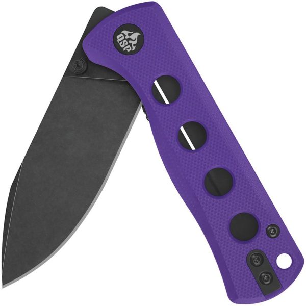 QSP Knife Canary Linerlock Drop Point Black Purple G10