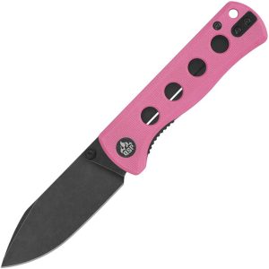 QSP Knife Canary Linerlock Pink G10 Black Blade