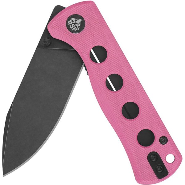 QSP Knife Canary Linerlock Pink G10 Black Blade