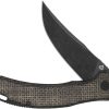 QSP Knife Walrus Linerlock D2 Black Burlap Micarta