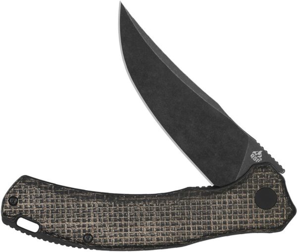 QSP Knife Walrus Linerlock D2 Black Burlap Micarta