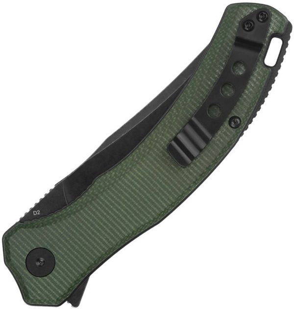 QSP Knife Walrus Linerlock D2 Green Canvas Micarta