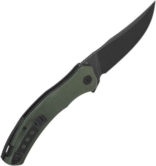 QSP Knife Walrus Linerlock D2 Green Canvas Micarta
