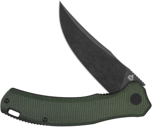 QSP Knife Walrus Linerlock D2 Green Canvas Micarta