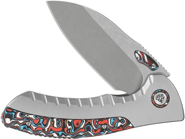 QSP Capybara Framelock Ti CF M390 Folding Knife Blue