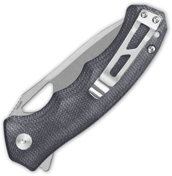 QSP Gorilla Linerlock Black Micarta Folding Knife 14C28N