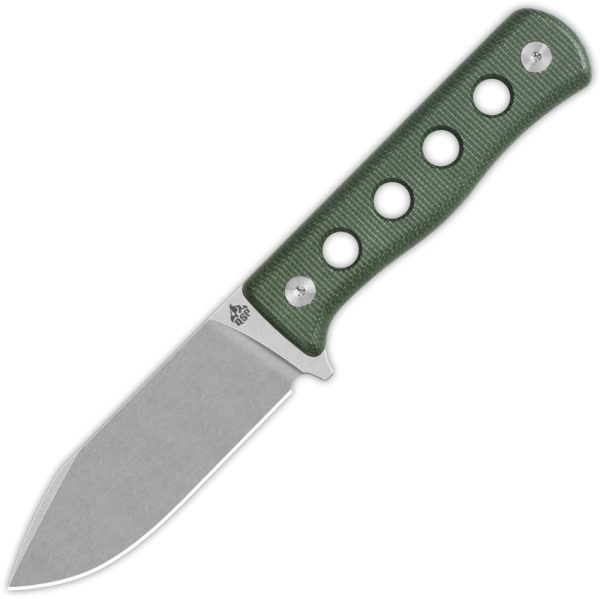 QS155C1.jpg QSP Canary Fixed Blade Knife Green Micarta 4.25" Stonewash