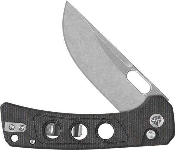 QSP Unicorn Button Lock Folding Knife 14C28N Micarta Brown